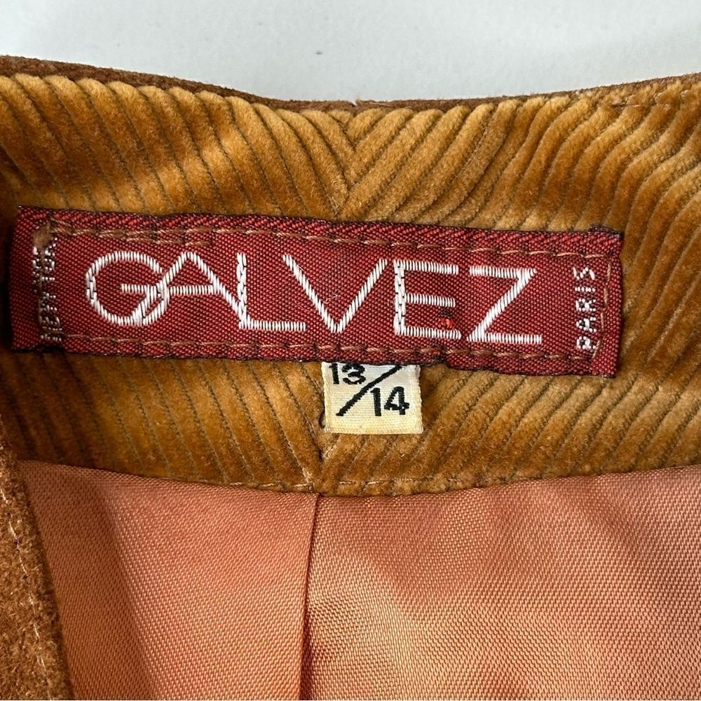 GALVEZ Vintage Copper Brown Suede & Corduroy Zip Front Jacket Size 13/14 - Picture 4 of 11